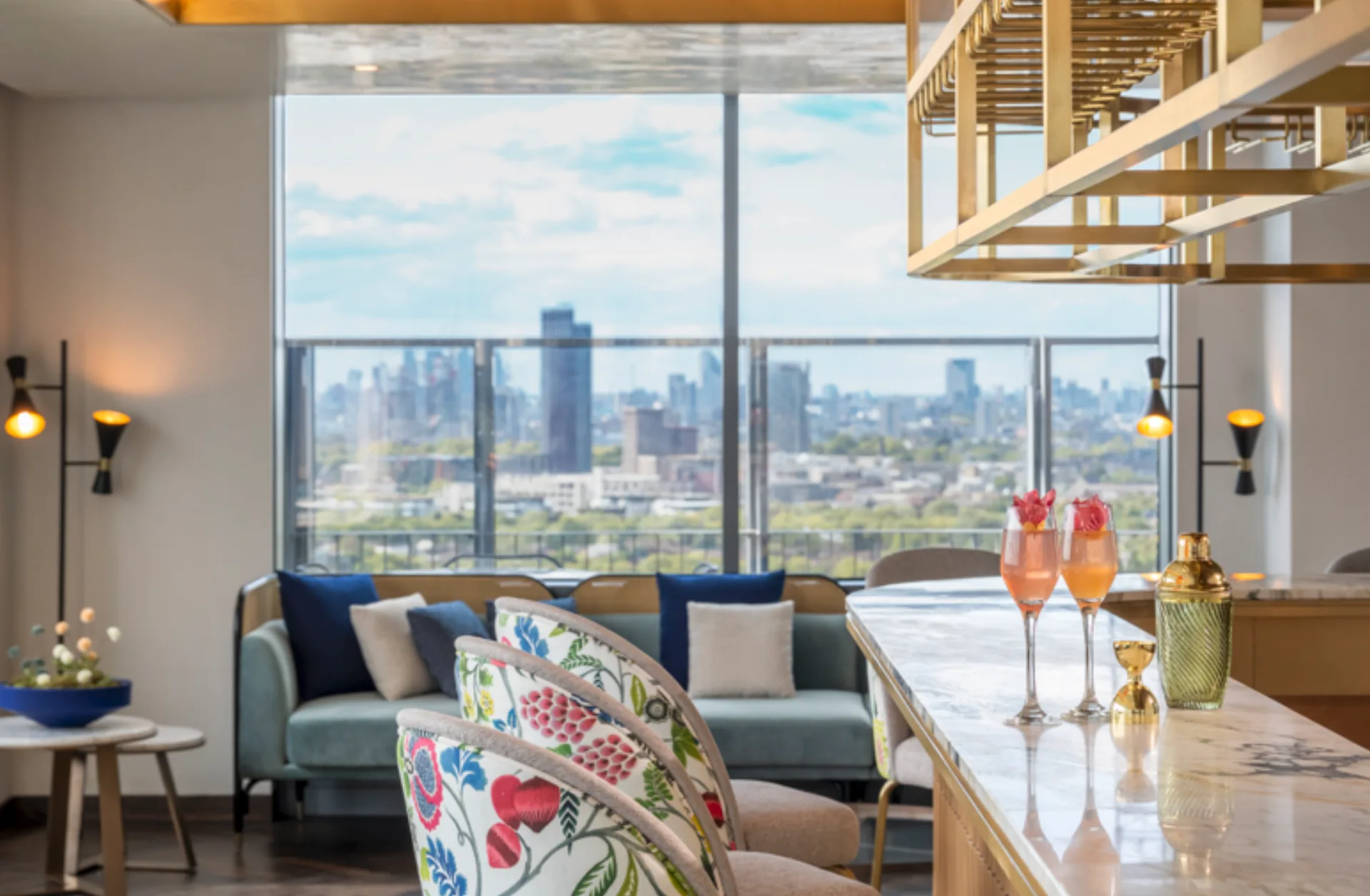 Qibo Skybar lounge with daytime city views